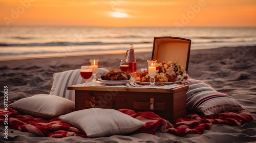 Romantic picnic on the beach