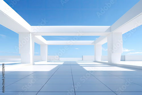 White minimal architecture building background empty wide space for mock up  concrete floor car park  cement garage design scene with copy space  with Generative Ai.
