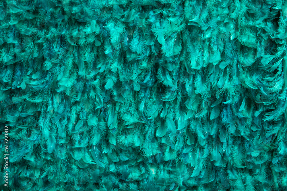 Obraz premium Texture of emerald fabric from feathers