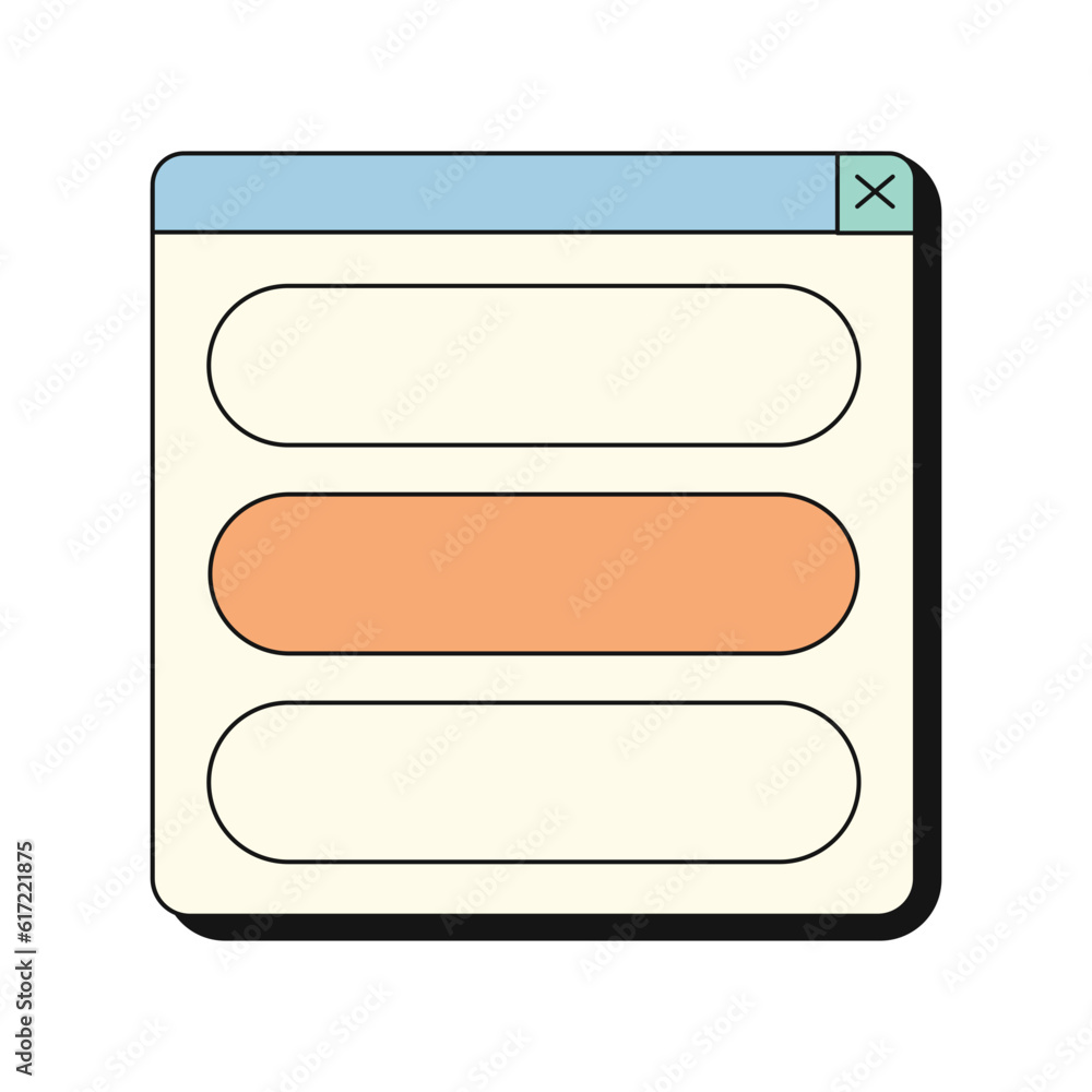 Fototapeta premium Retro UI chat frame. Retro user interface box. Windoww browser.