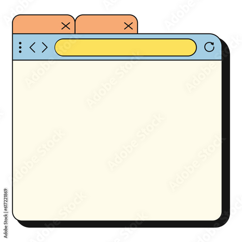 Retro UI frame. Retro user interface box. Windoww browser.