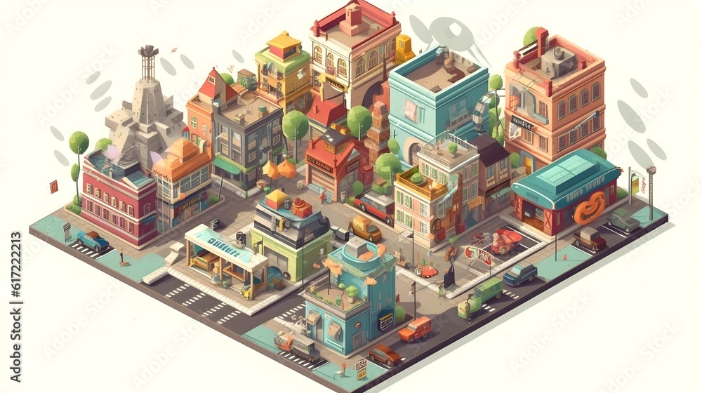 Urban Kaleidoscope: A Captivating 3D Vector Illustration Celebrating the Vibrancy of City Life