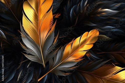 Gilded Leather Feather Surreal Landscapes and Abstract Luxury generative AI