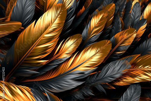 Gilded Leather Feather Surreal Landscapes and Abstract Luxury generative AI