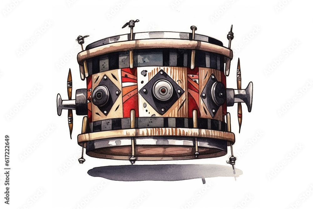 Obraz premium Drum musical instrument on white background AI generated
