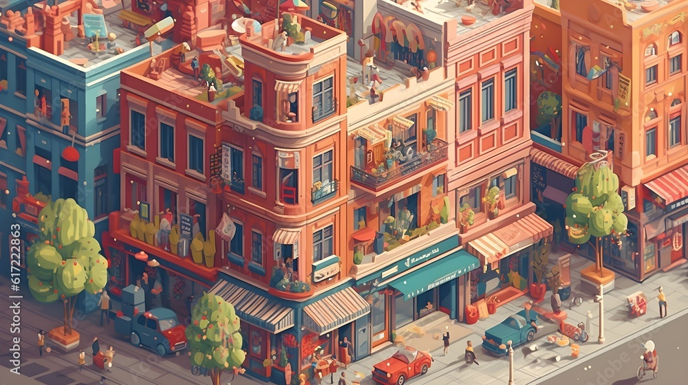 City Pulse: An Immersive 3D Vector Illustration Celebrating the Vibrant World of Urban Life