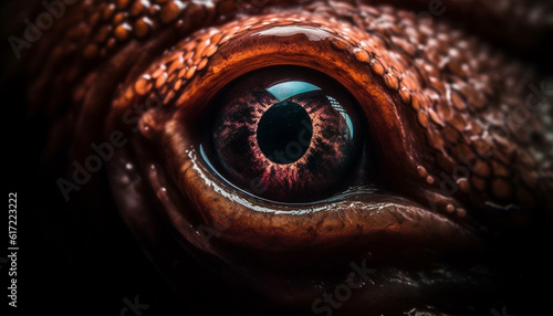 Animal eye staring, close up portrait of one mammal watching outdoors generated by AI © djvstock