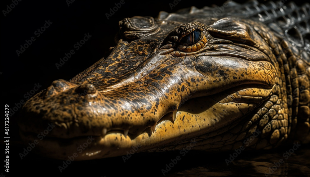 Animal teeth close up crocodile, alligator, lizard, danger, aggression, fear generated by AI Animal teeth close up crocodile, alligator, lizard, danger, aggression, fear generated by AI