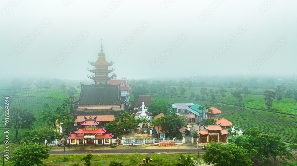 Naklejka premium the pagoda in the middle of tea hill