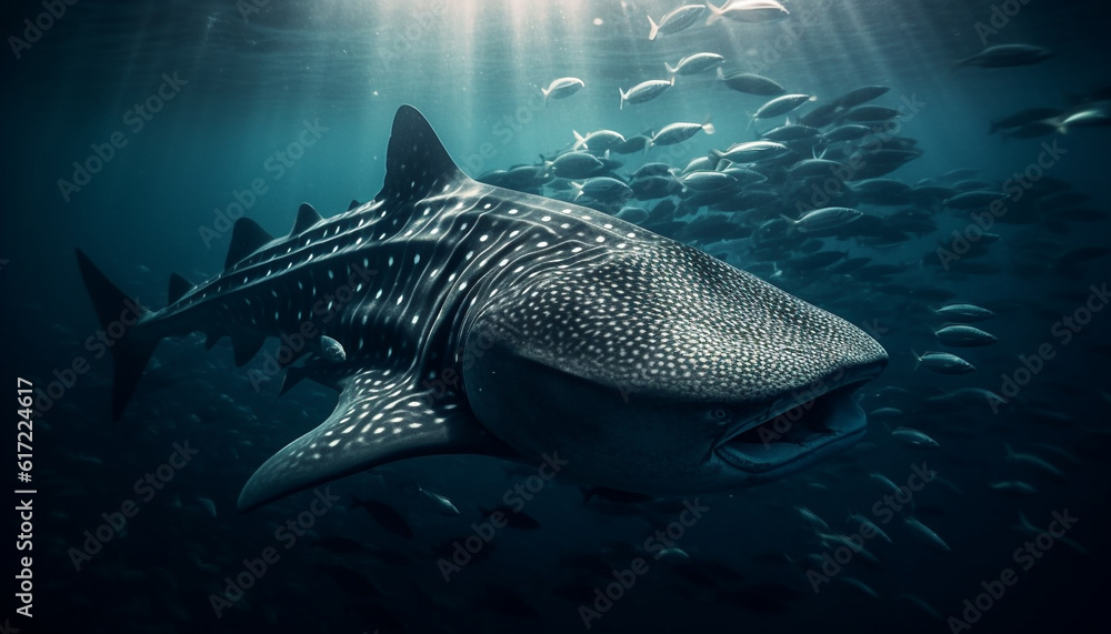 Naklejka premium Deep below, majestic sea life in tropical reef adventure generated by AI