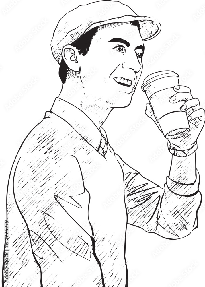 background of a man drinking coffee with dummy text background of a man drinking coffee with dummy text