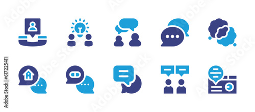 Conversation icon set. Duotone color. Vector illustration. Containing contact, idea, conversation, chat, talk, communication, talking, talk show.