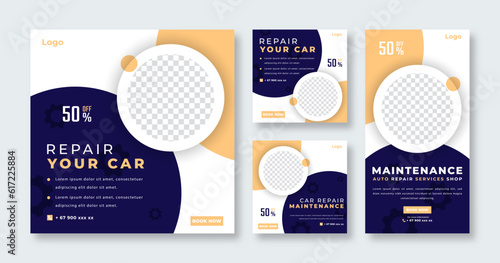 Mechanic Assistance Social Media Post for Online Marketing Promotion Banner, Story and Web Internet Ads Flyer