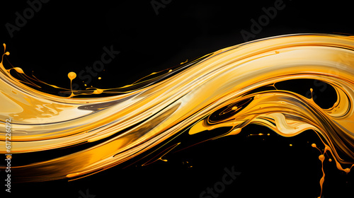 Luxurious, High Contrast Artwork – Golden Olive Engine, Oil Splash, & Cosmetic Liquid Illustrations, generative ai. 