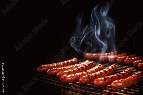 Grilled hotdogs created with Generative AI technology