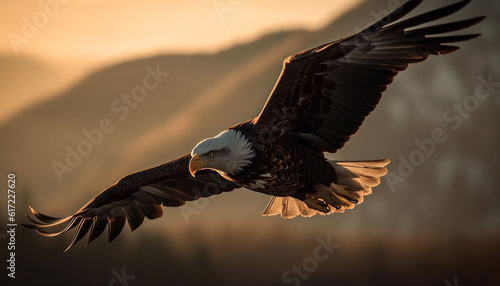 Majestic bird of prey soaring in mid air with spread wings generated by AI © djvstock