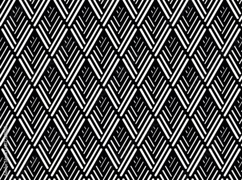 Abstract geometric pattern with stripes, lines. Seamless vector background. White and black ornament. Simple lattice graphic design.