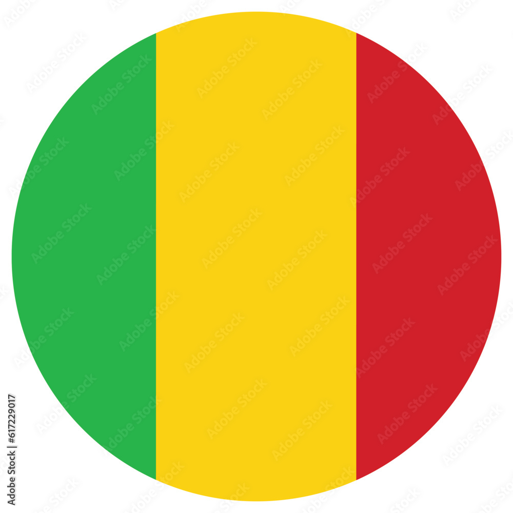 Fototapeta premium Mali flag in round circle shape. Flag of Mali design shape circle shape 