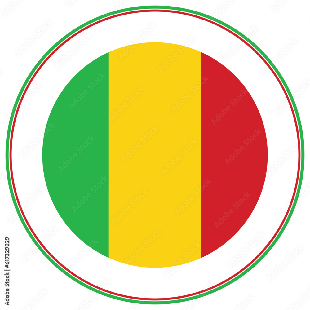 Fototapeta premium Mali flag shape. Flag of Mali design shape circle shape 