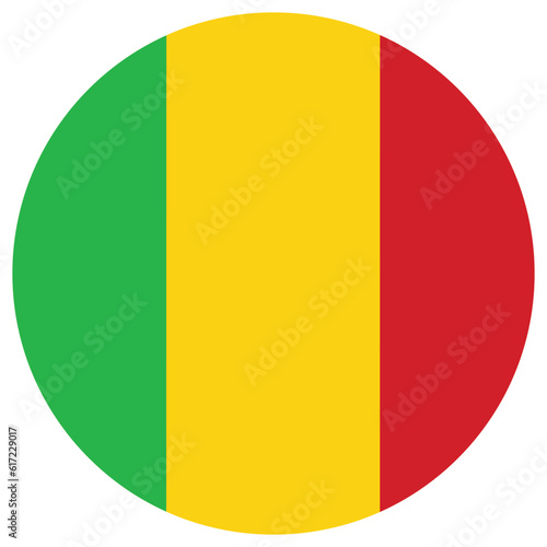 Mali flag in round circle shape. Flag of Mali design shape circle shape 