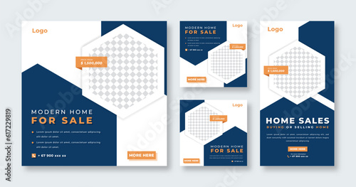 Home Sale Social Media Post for Online Marketing Promotion Banner, Story and Web Internet Ads Flyer