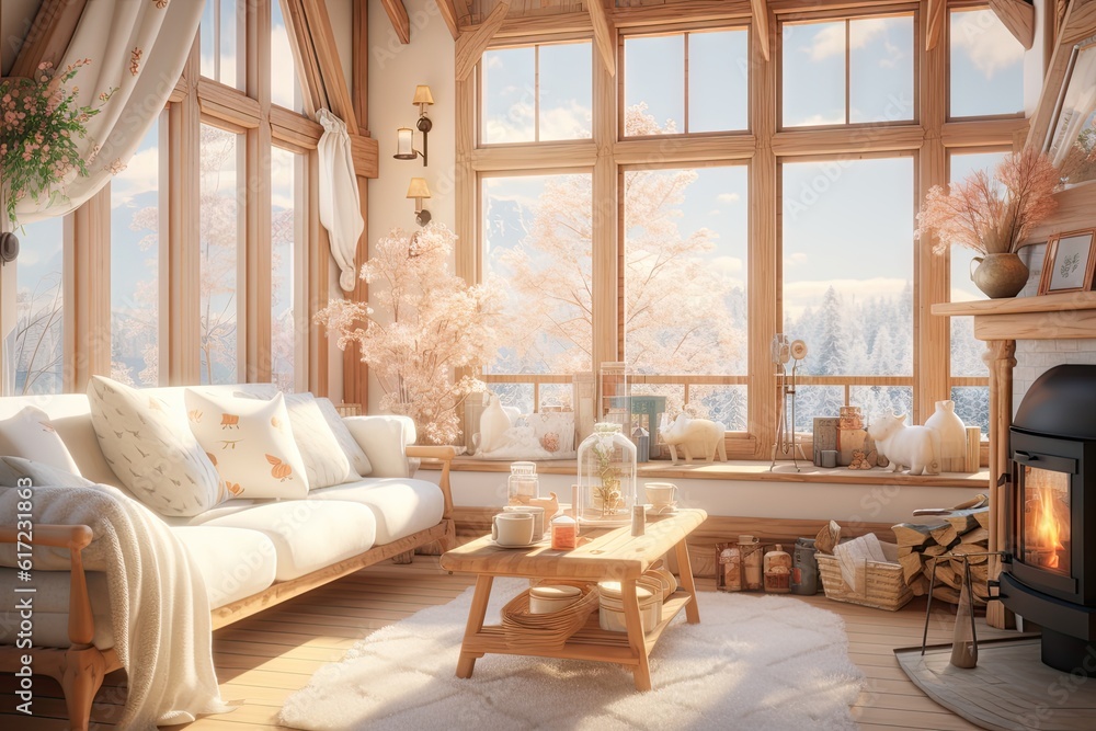 Cozy White Living Room Japanese style interior design