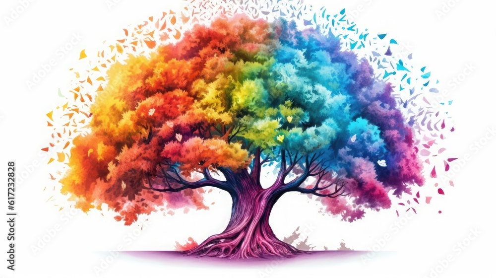 Colorful Tree with Rainbow leaves