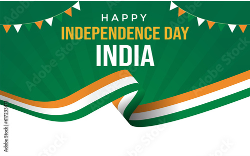 Happy India Independence Day with green background, 15 August Celebration Vector Design Illustration. 