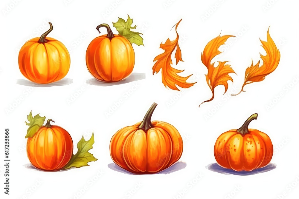 set of pumpkins isolated set of pumpkins isolated