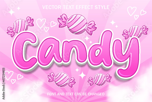 candy pink cute sweet typography editable text effect kawaii cartoon style template background design