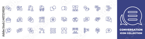 Conversation line icon collection. Editable stroke. Vector illustration. Containing chat bubble, dialogue, conversation, speech bubble, message, silence, chat, news, question, talking, and more.