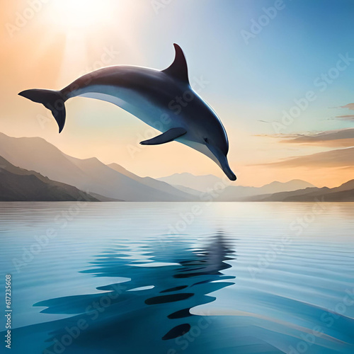 Dolphin on water, underwater acrobatics