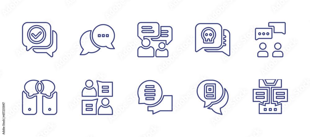 Conversation line icon set. Editable stroke. Vector illustration. Containing conversation, chat.