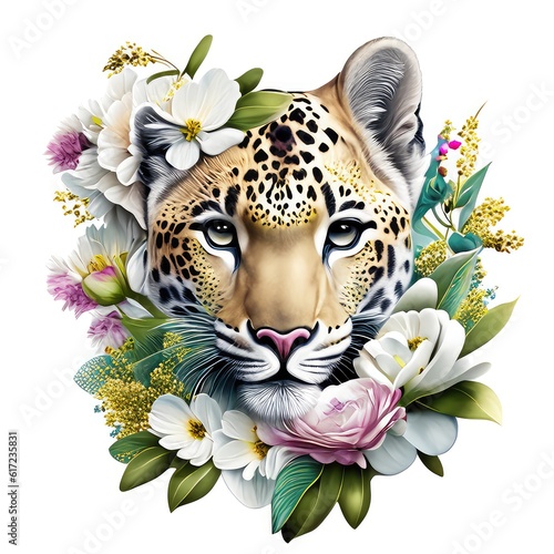 white tiger with flower