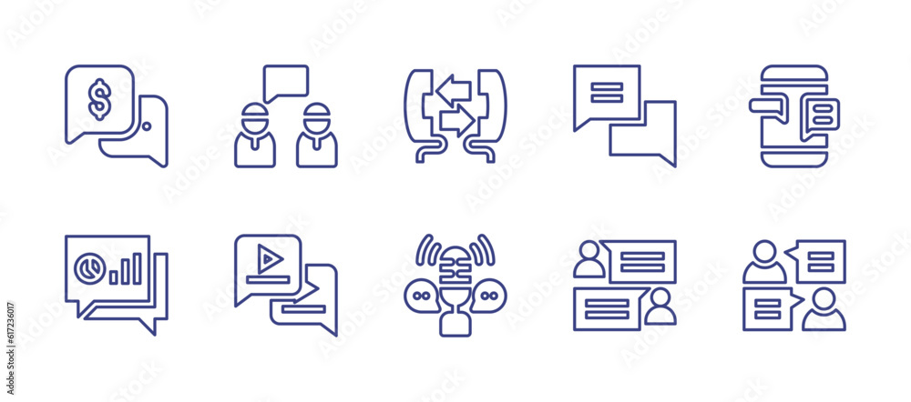Conversation line icon set. Editable stroke. Vector illustration. Containing conversation, talk, talking.