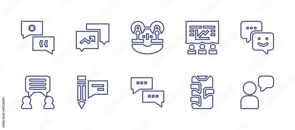 Conversation line icon set. Editable stroke. Vector illustration. Containing conversation, talk, chat.