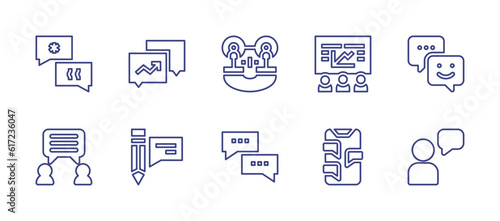 Conversation line icon set. Editable stroke. Vector illustration. Containing conversation, talk, chat.
