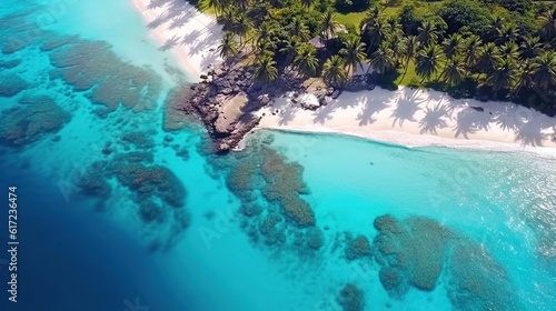 aerial view of a tropical island Generative AI