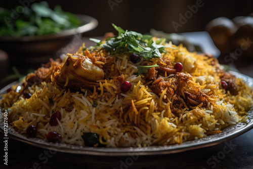 Close-Up of Biryani Dish  Generative AI