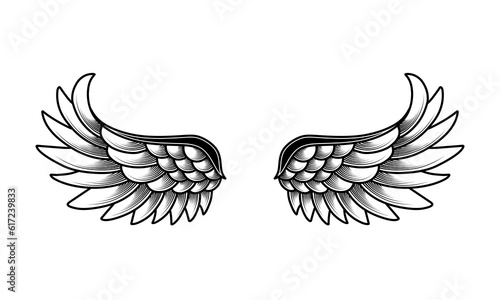 vector angel wings tribal tattoo