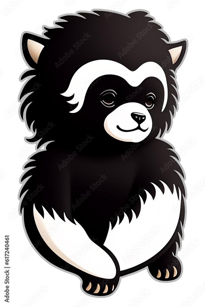 Obraz premium Black n White Orangutan Illustration Generated AI