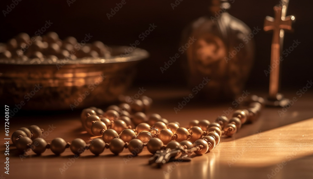 Rosary beads cross bible Christianity generated by AI Rosary beads cross bible Christianity generated by AI