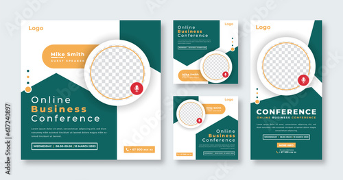 Online Business Conference Social Media Post for Online Marketing Promotion Banner, Story and Web Internet Ads Flyer