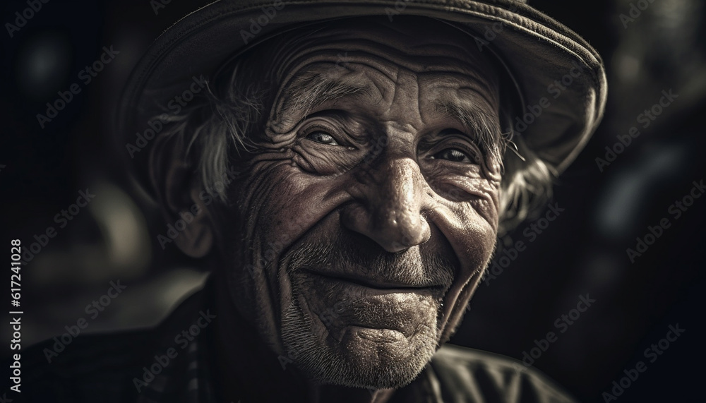 Smiling senior man with gray hair and beard generated by AI Smiling senior man with gray hair and beard generated by AI