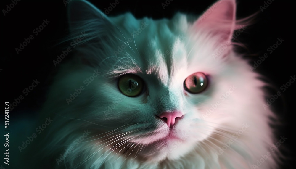 Fluffy Persian kitten staring, beauty in nature generated by AI Fluffy Persian kitten staring, beauty in nature generated by AI