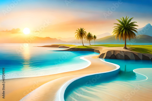 Creative summer beach background © Beste stock