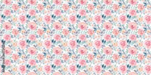 watercolor pattern flower pink rose seamless background