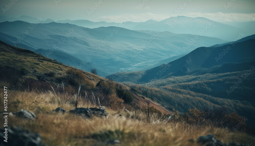 Majestic mountain range, high up in nature generated by AI Majestic mountain range, high up in nature generated by AI