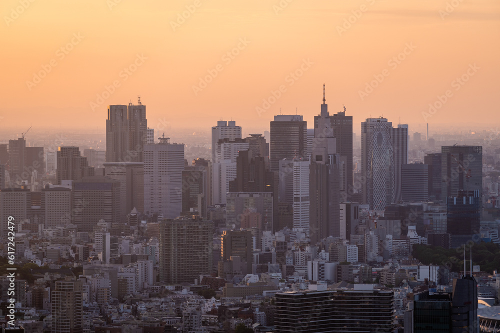 Sunset over Shinjuku skyline in Tokyo in Japan Sunset over Shinjuku skyline in Tokyo in Japan