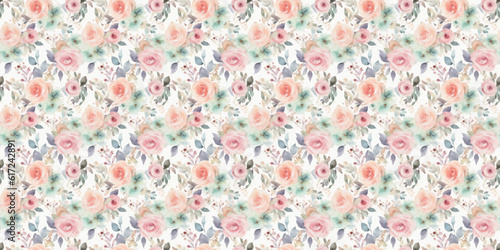 Seamless Watercolor floral rose background pattern